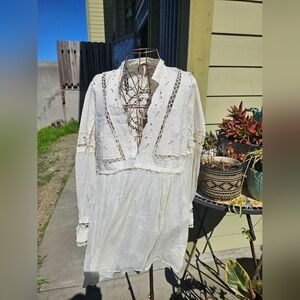 Free People White Lace Midi Dress